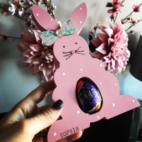 Easter  Bunny Egg Holder Personalised Pink