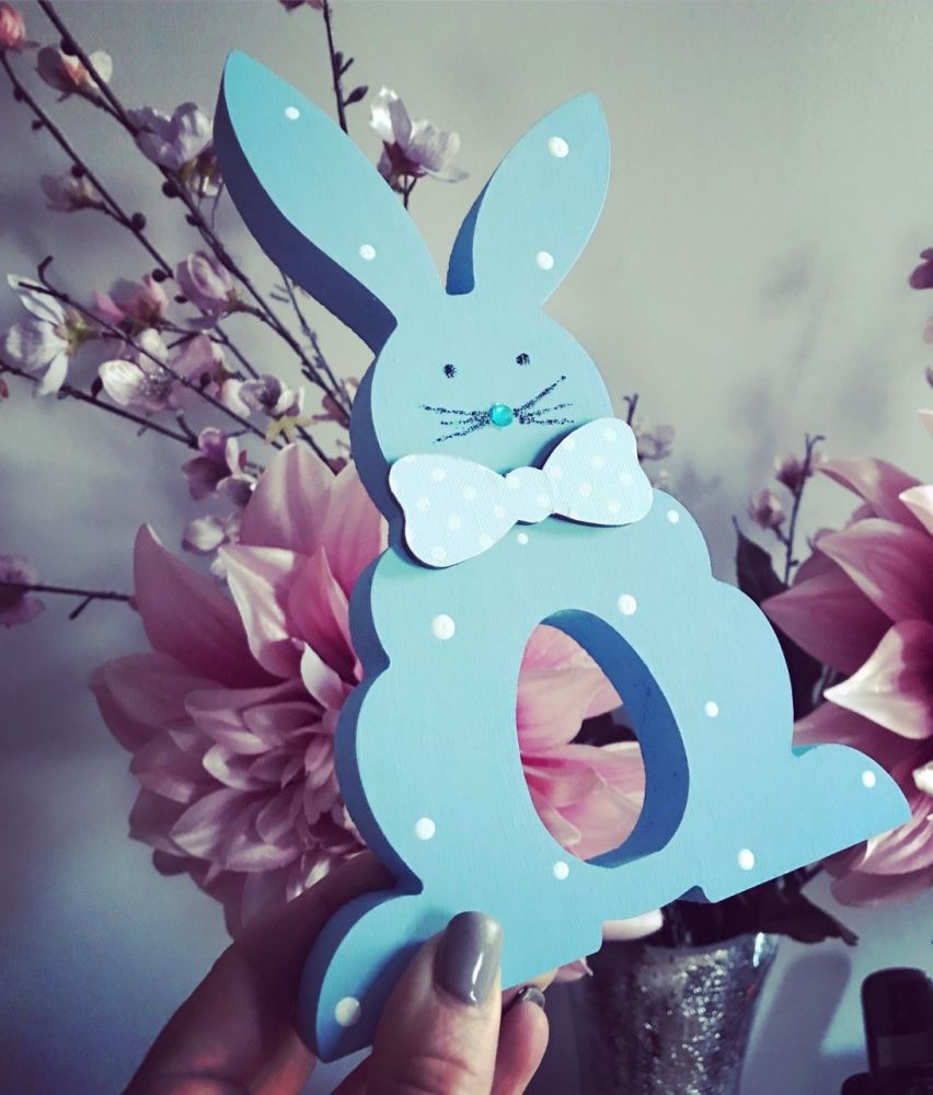 Easter Bunny Egg holder Personalised Blue