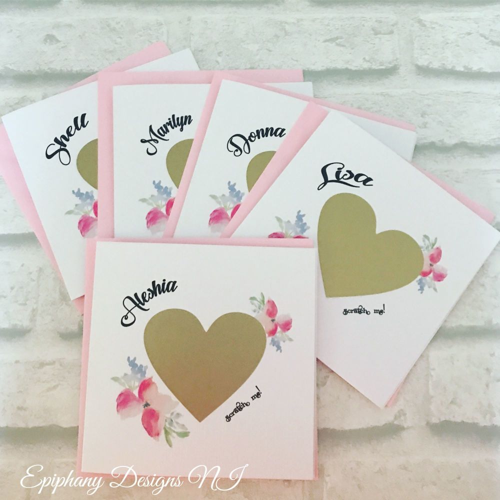 Will you be my Bridesmaid, Maid of Honour, Flowergirl Scratch card - Gold heart