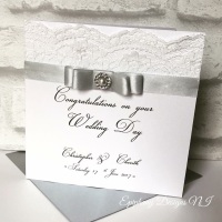 Chic Boutique Range Engagement or Wedding Day Congratulations Card with Lace