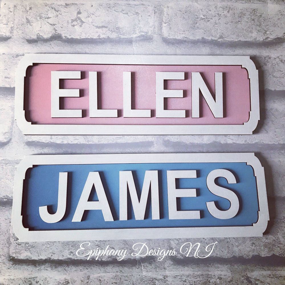 Childrens Bedroom Personalised Wooden Street Sign - Wall hanging 10cm high