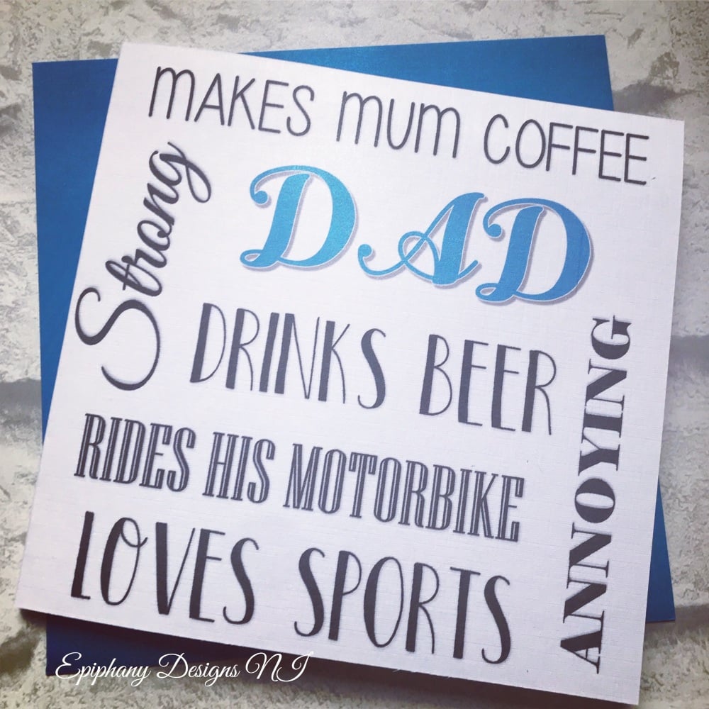 Fathers Day Card personalised typography - “Dad/Daddy/Step-dad likes”