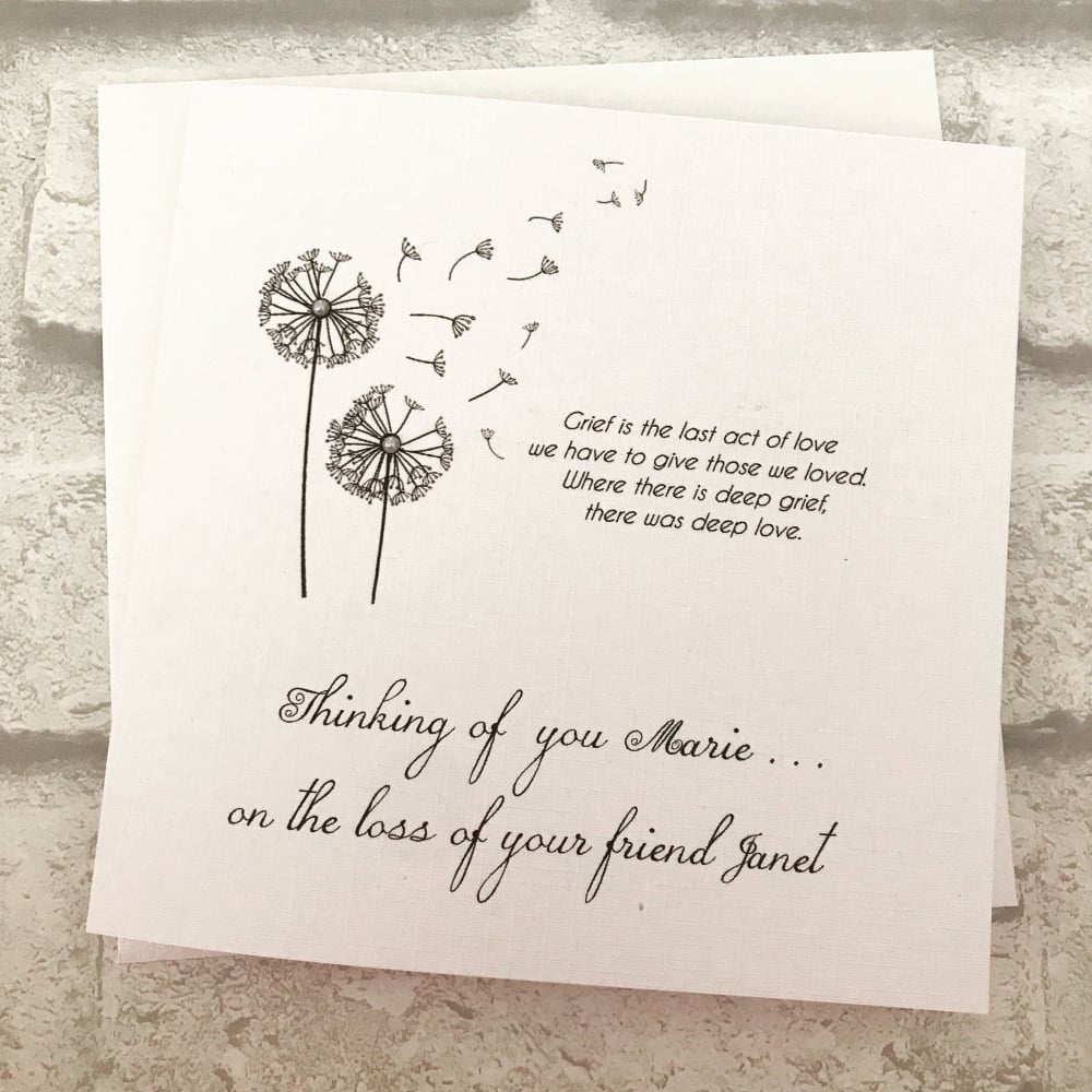 Sympathy/Condolence/Thinking of You Card Personalised Handmade 