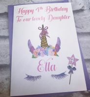 Unicorn Glitter Birthday Card with age wand Large