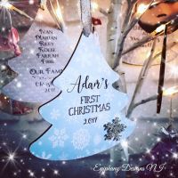 Personalised 1st Christmas Tree Decoration 12cm Blue