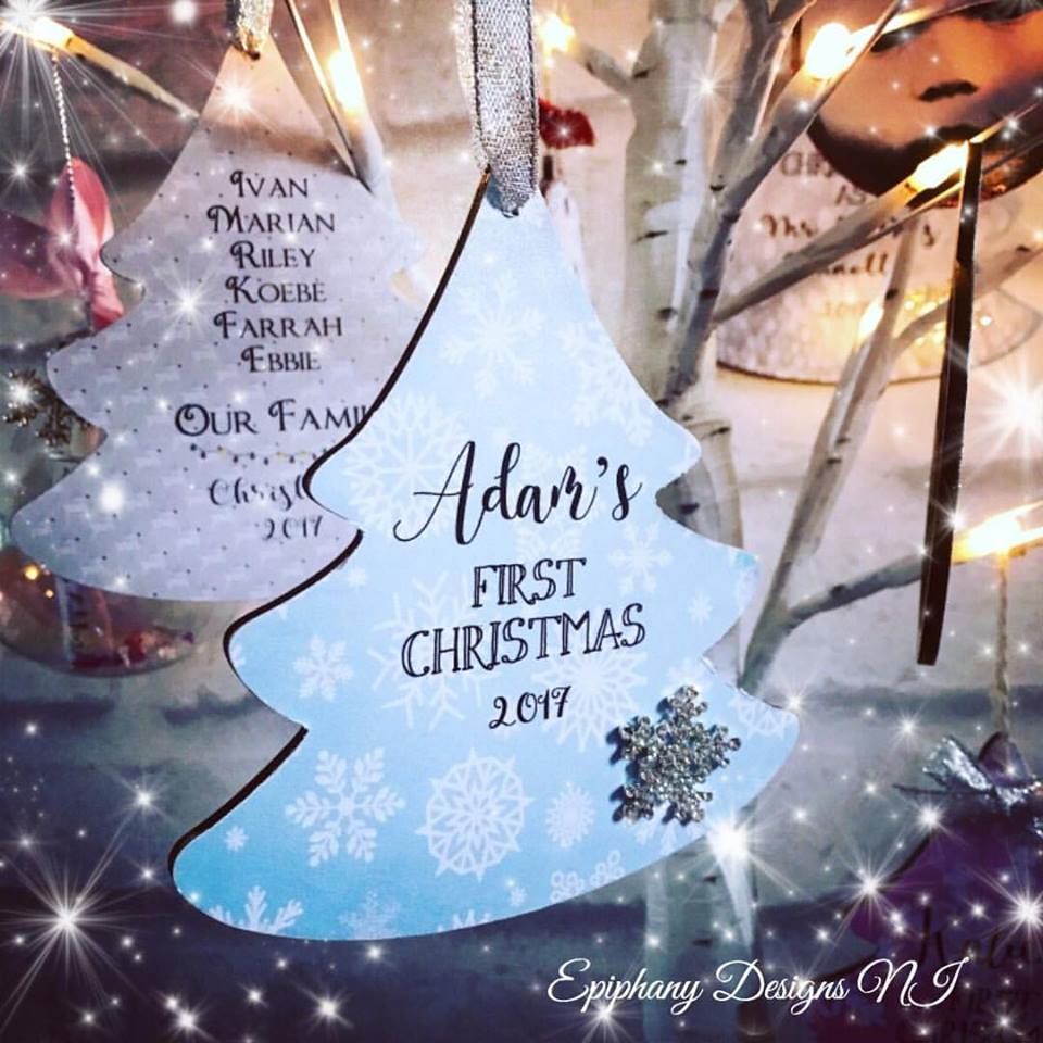 Personalised 1st Christmas Tree Dangly 12cm Blue