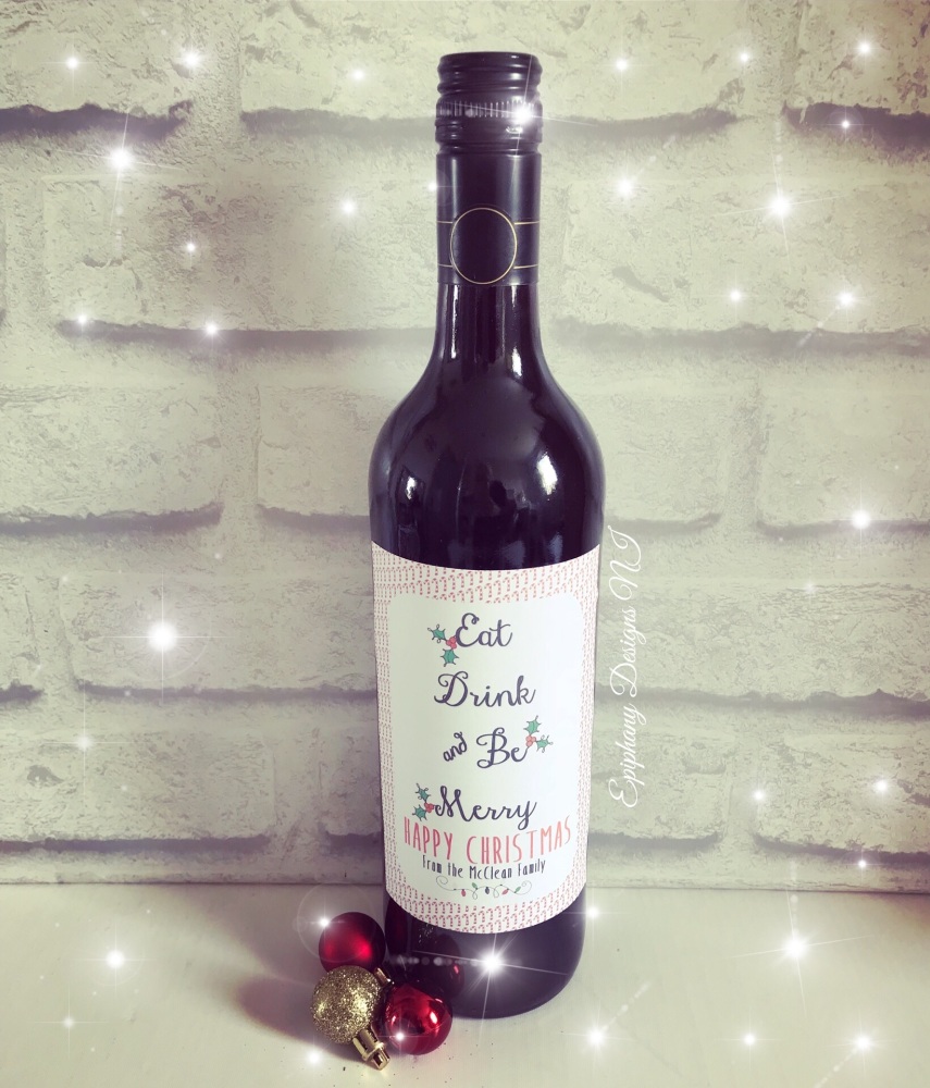 Christmas Wine or Prosecco Bottle Labels - personalised