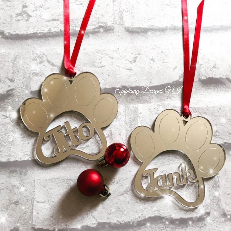 Mirrored Paw Personalised Bauble