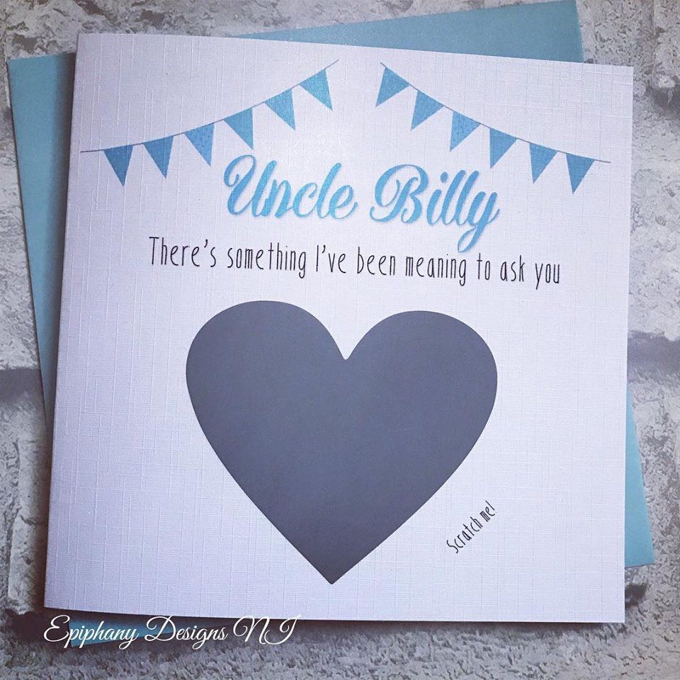 Will you be my Godfather Scratch card - Bunting Blue