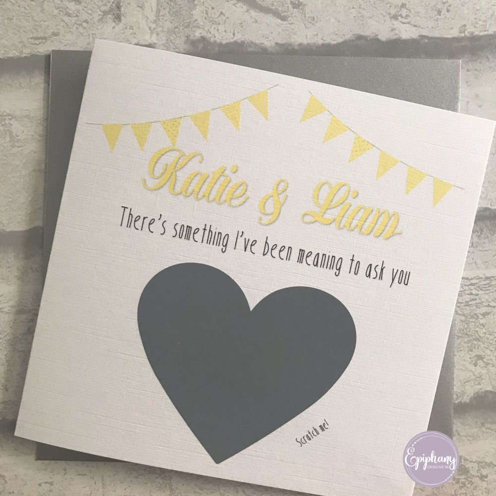 Will you be my Godparent Scratch card - Bunting Yellow