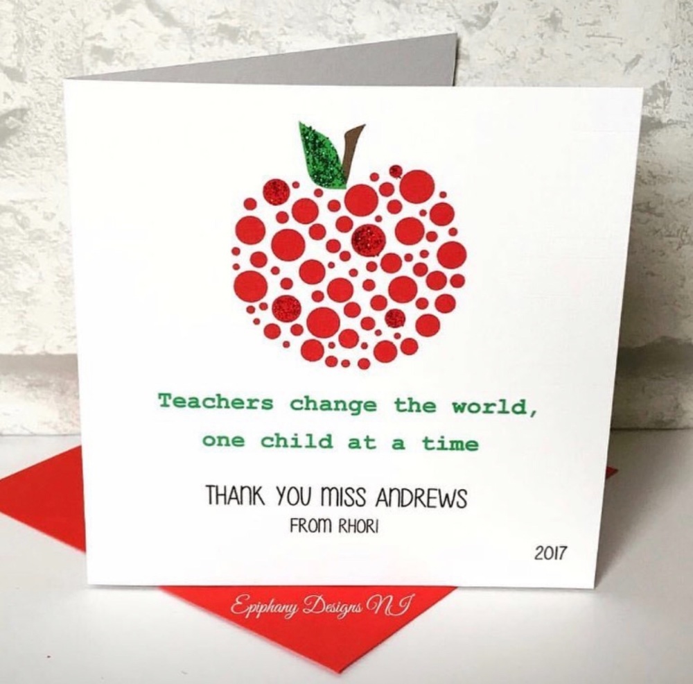 Teacher / Classroom Assistant Thank you Card Dotty Apple   