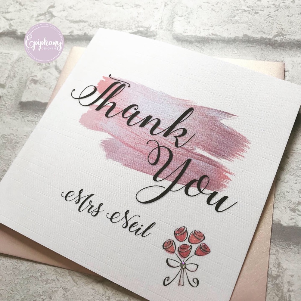 Thank you card - Personalised - Rose gold 