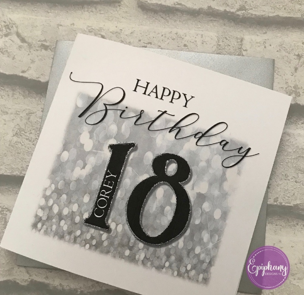 Chic Boutique - Birthday Card with age  - silver
