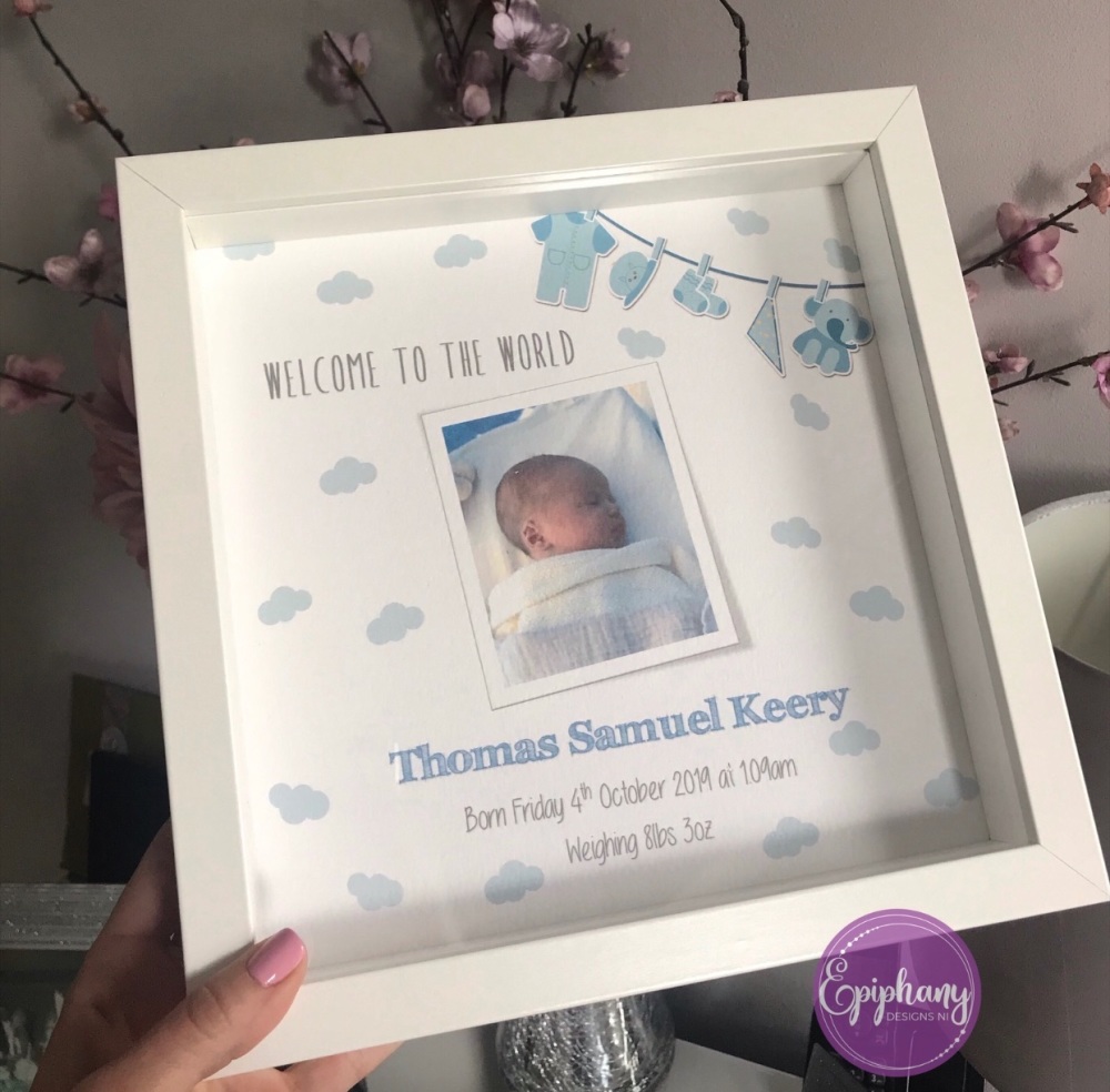 New Baby Box Frame with photo - Welcome to the world baby Boy