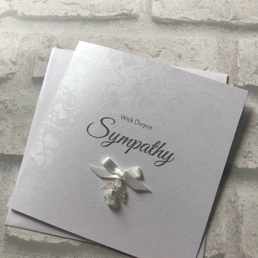 Luxury Sympathy Card - Thinking of you - with angel charm