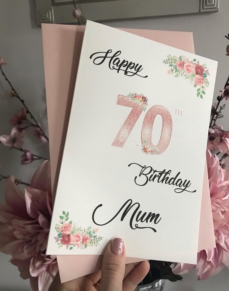 Floral Birthday card with Age - personalised 