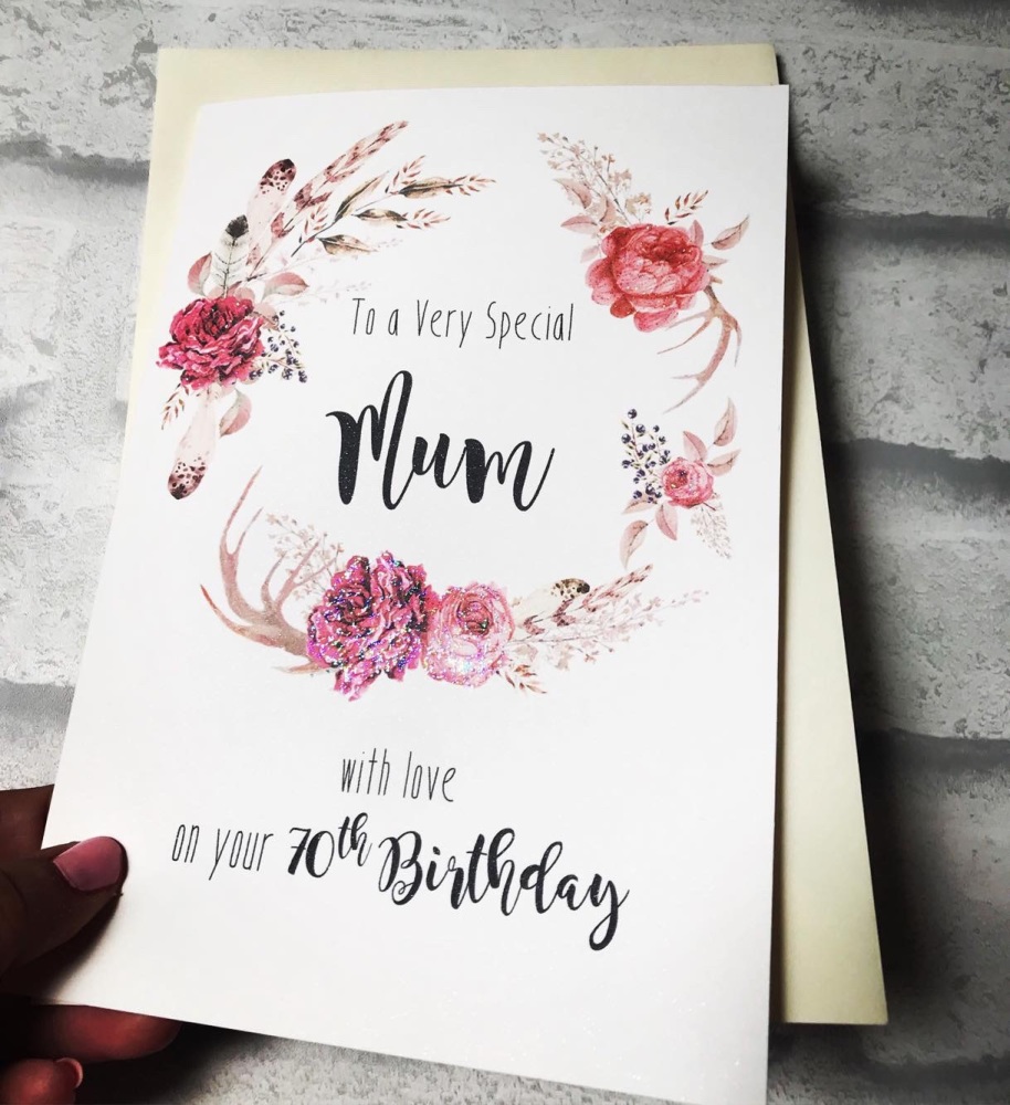 Vintage Wreath Birthday card with Age - personalised 