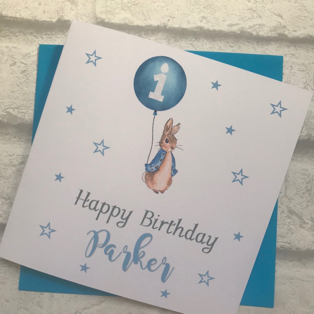 Peter Rabbit Birthday card  - blue