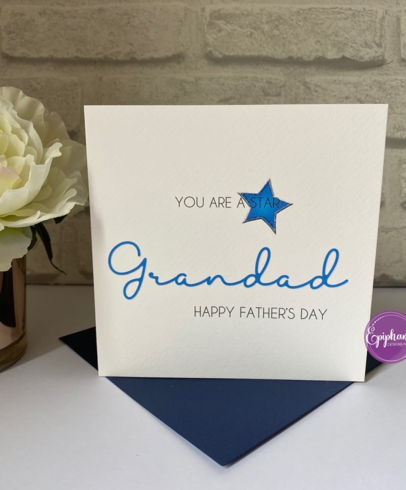 Fathers Day Card - you are a star Grandad, Dad, Daddy, Step Dad 