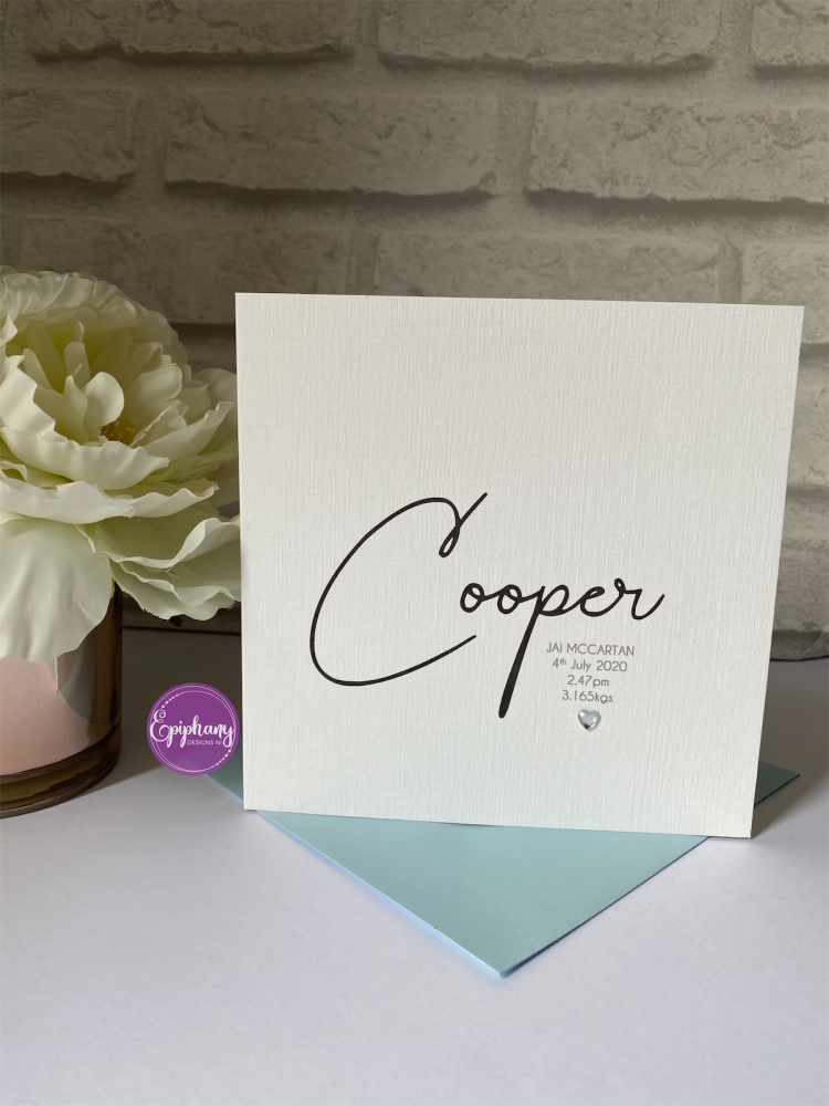New Baby Card - Script name - white
