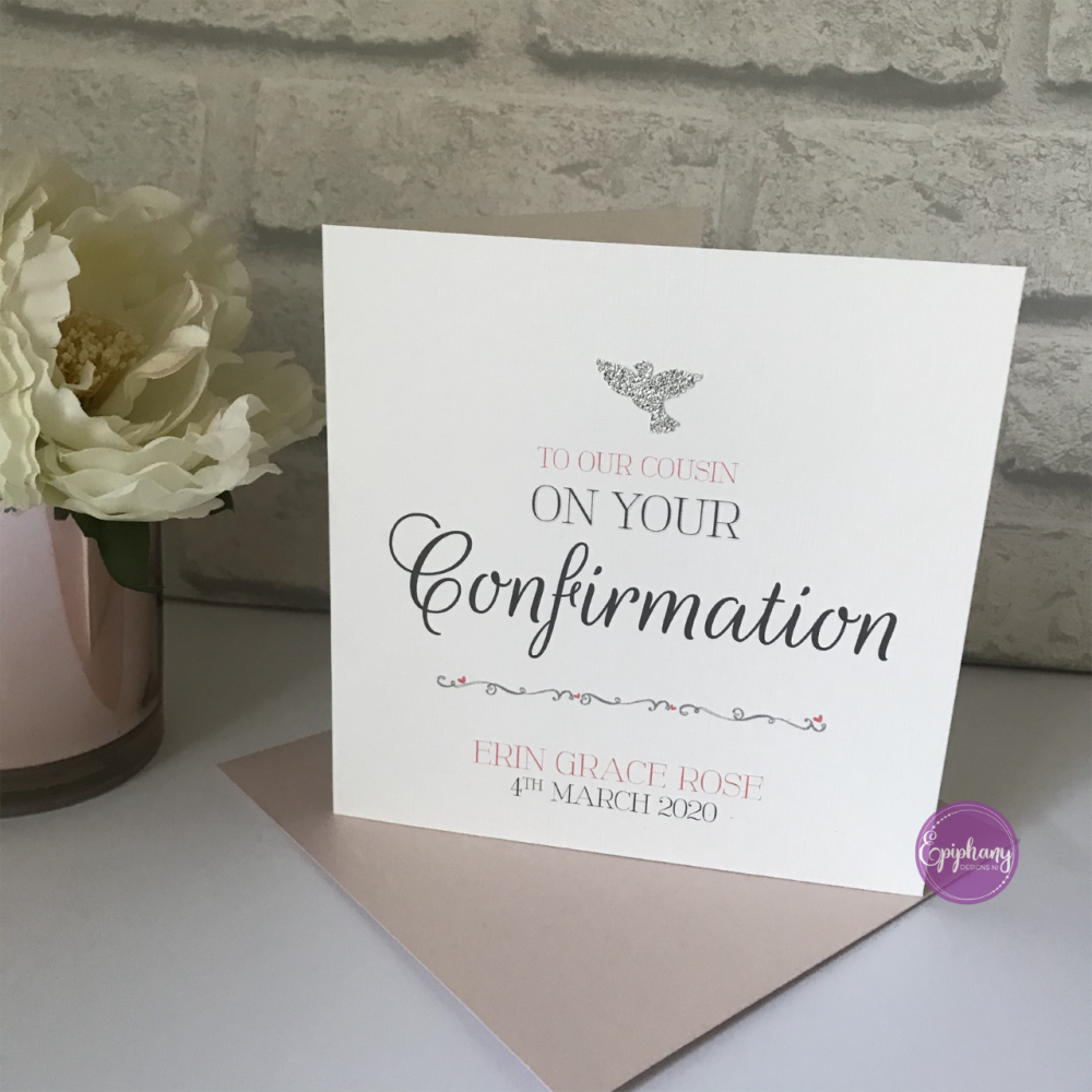 Chic Boutique Range Girls Confirmation Sequins Card with Dove