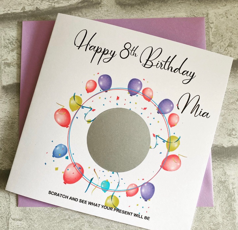 Scratch to Reveal Card - Balloons design