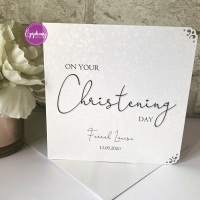 Chic Boutique Range Christening  Day Card / Baptism Day Card  - sequins