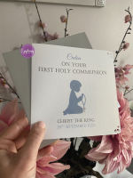 Holy Communion / Confirmation Congratulations Card Personalised Boys silhouette