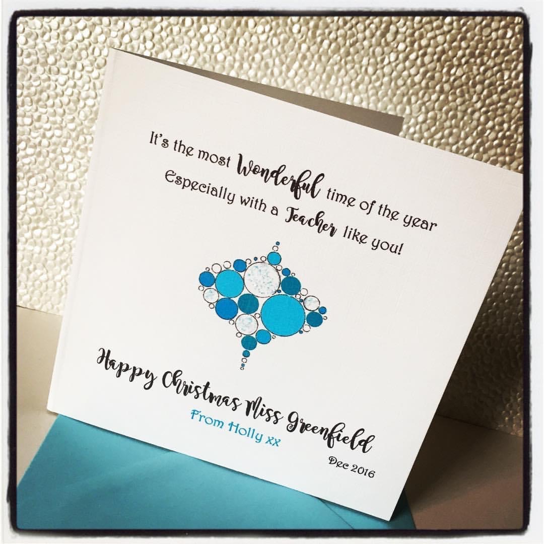 Teacher Christmas Card - Blue