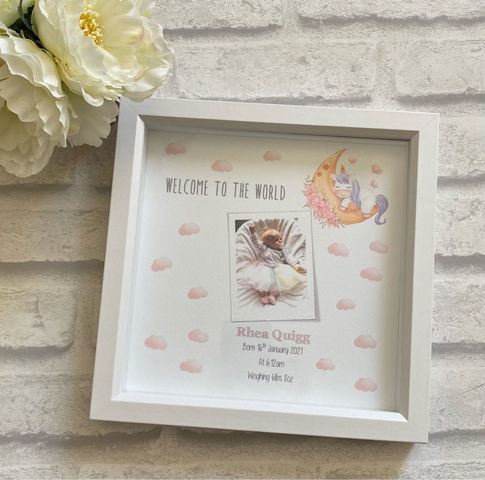 New Baby Box Frame with photo - Welcome to the world baby Girl