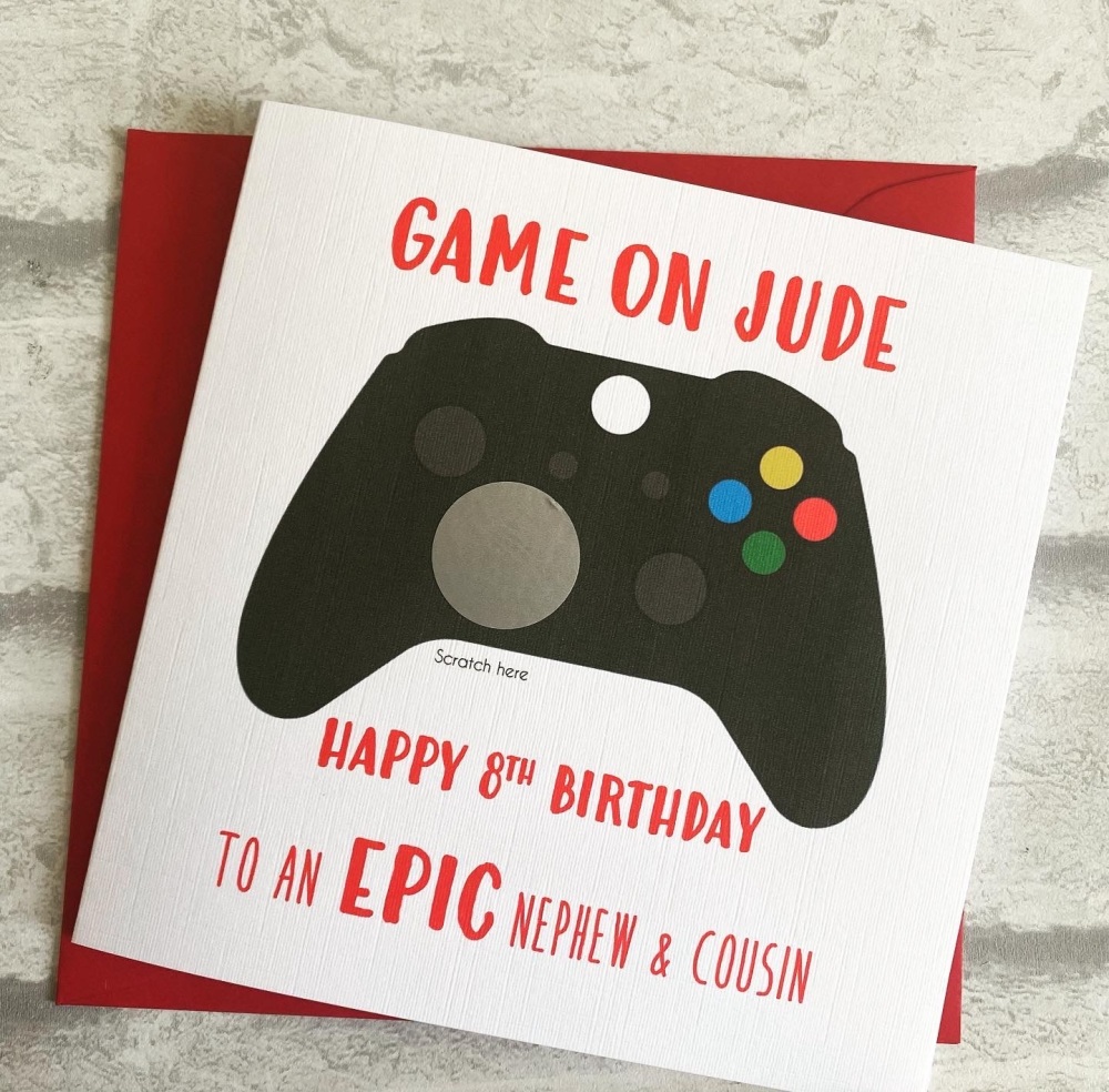 Scratch to Reveal Birthday Card - gamer, gaming