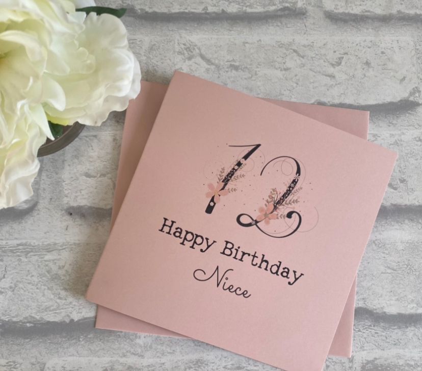 Birthday card with Floral Age Blush matte