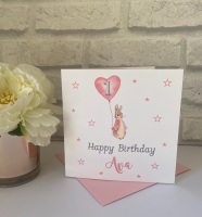 Flopsy Rabbit Birthday card  - pink 