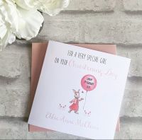 Girls Christening Day Card Personalised - Flopsy Rabbit 
