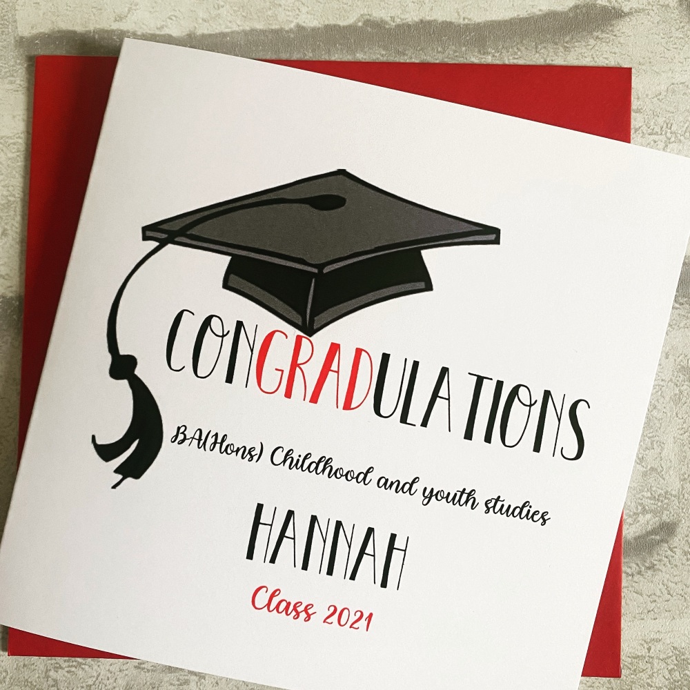 Graduation congratulations card - red