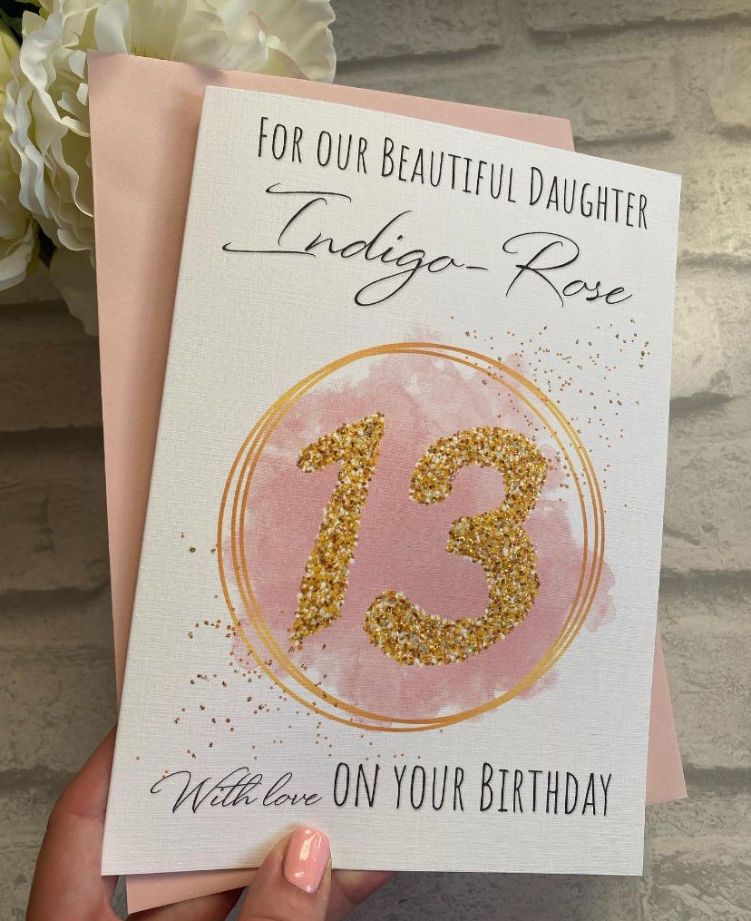 Chic Boutique - Glitter Birthday Card with age 
