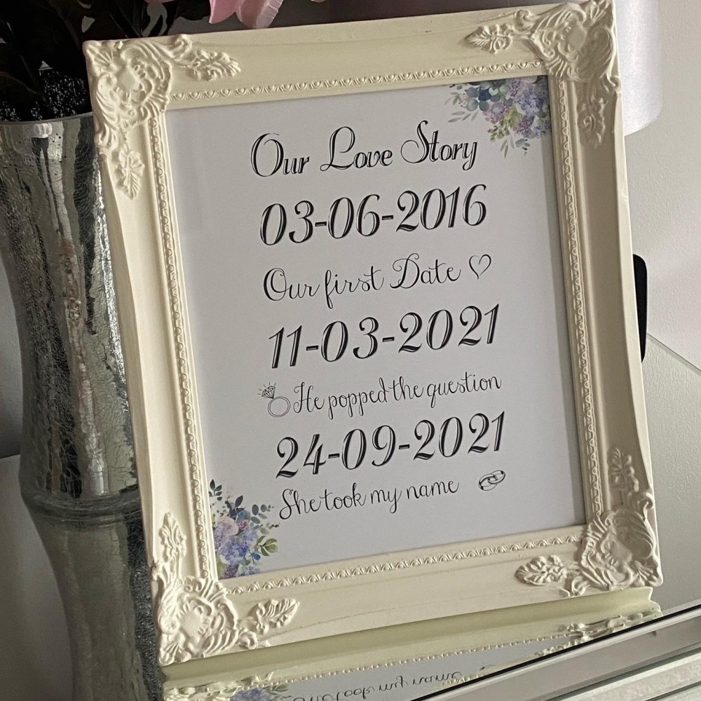 Personalised Our Love Story floral Print