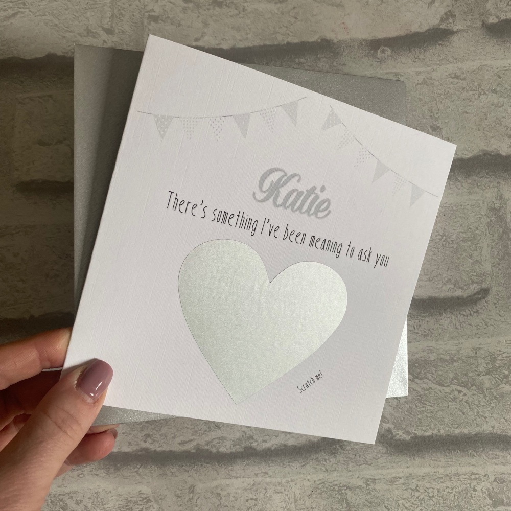 Will you be my Godparent Scratch card - Bunting Grey silver 