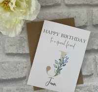Birthday card for her - floral initial 