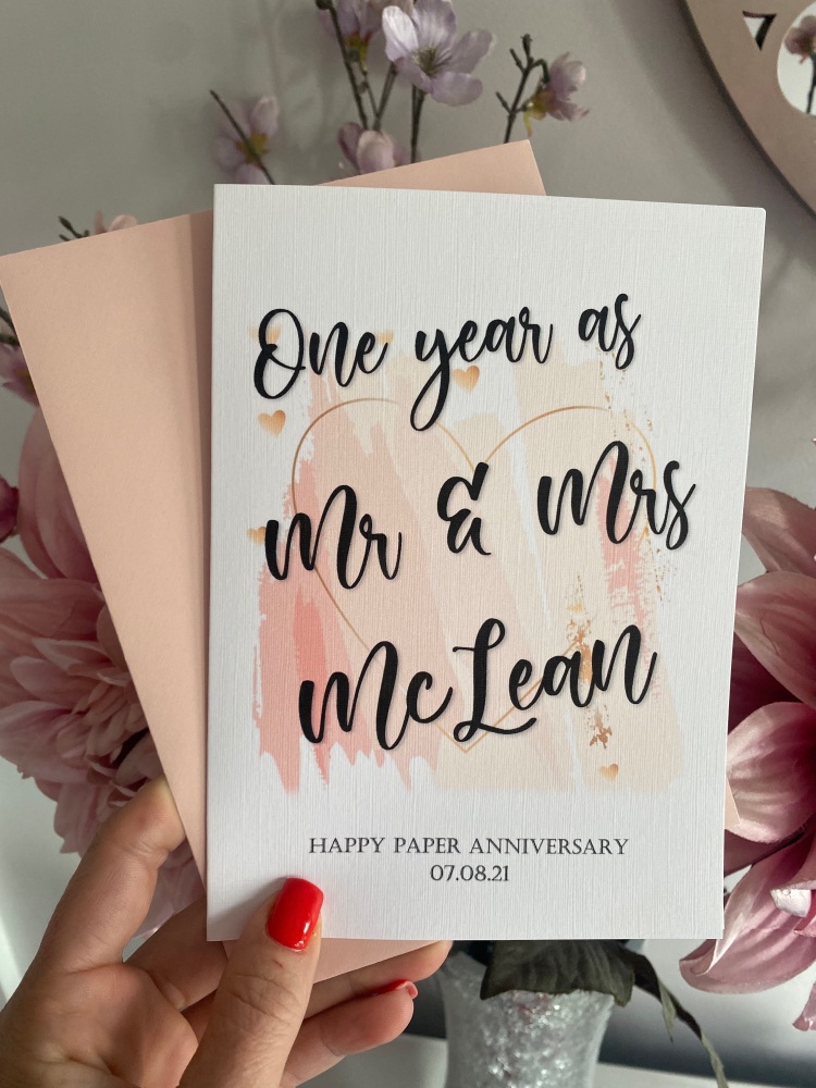 First Wedding Anniversary Card - one year as  