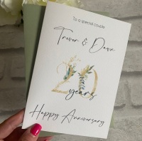 Wedding Anniversary Card - gold and eucalyptus