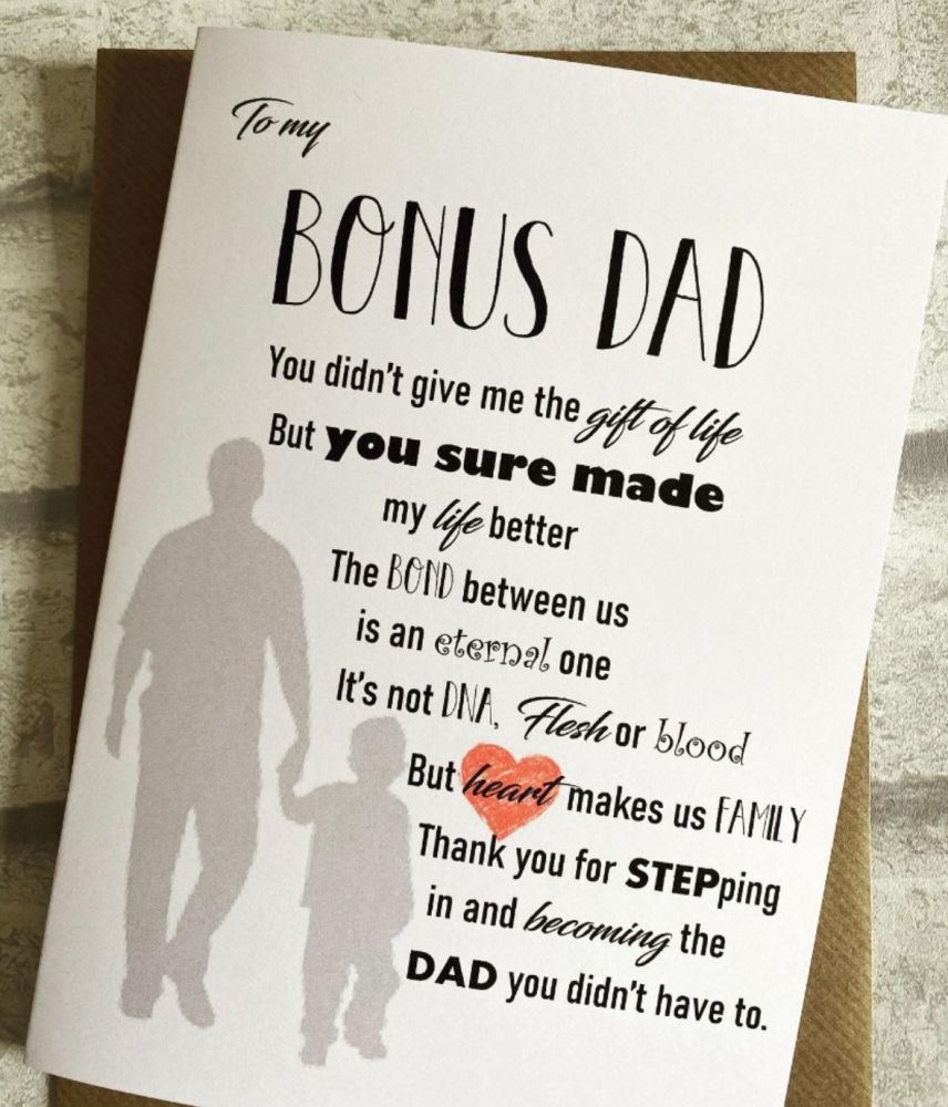 Fathers Day Card - Bonus Dad - Step dad