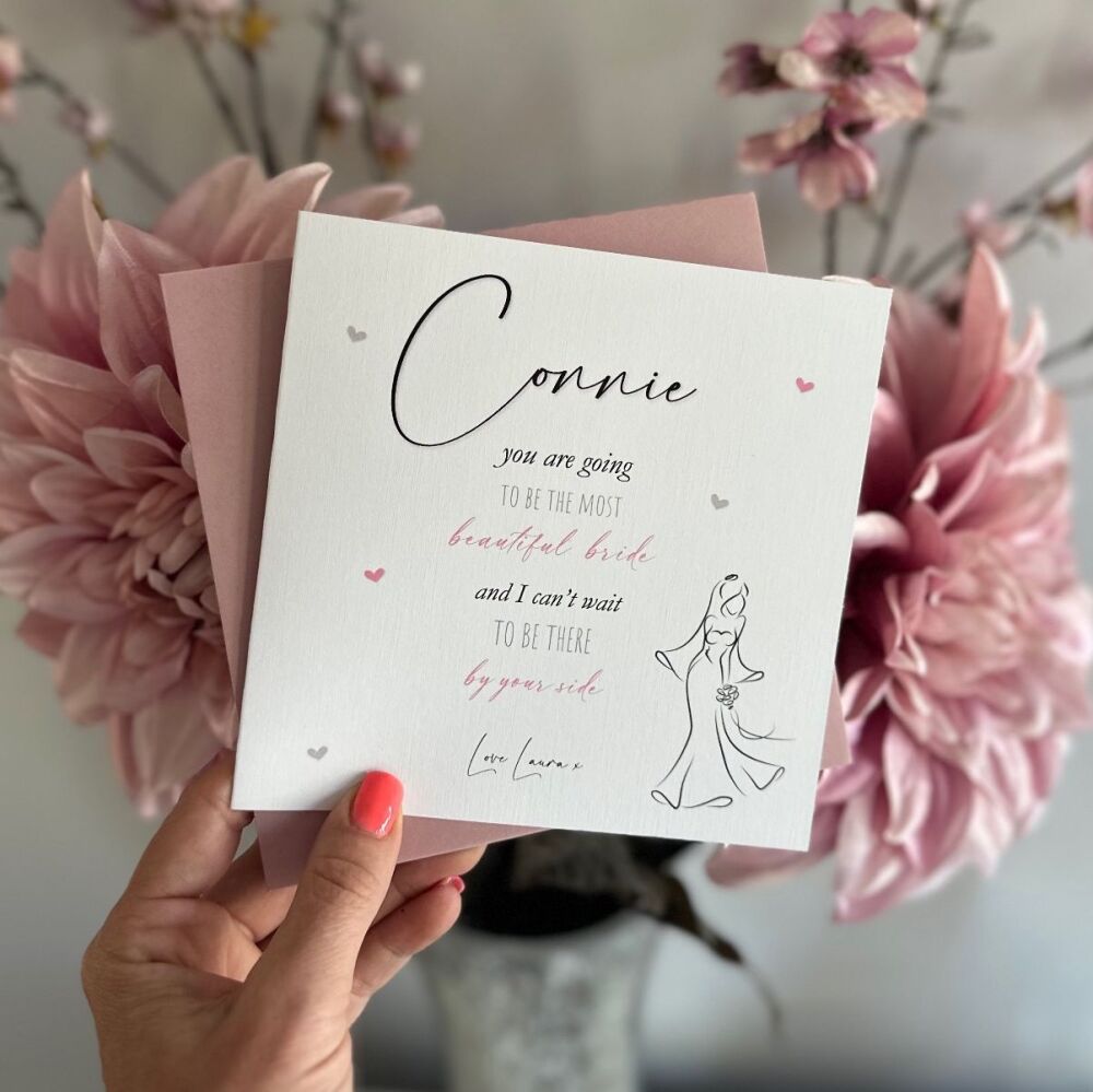 By your side - beautiful bride - wedding card