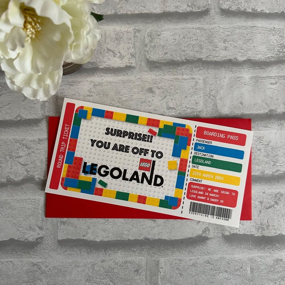 Legoland Boarding Pass, Boarding Ticket, Destination Boarding Pass, Lego