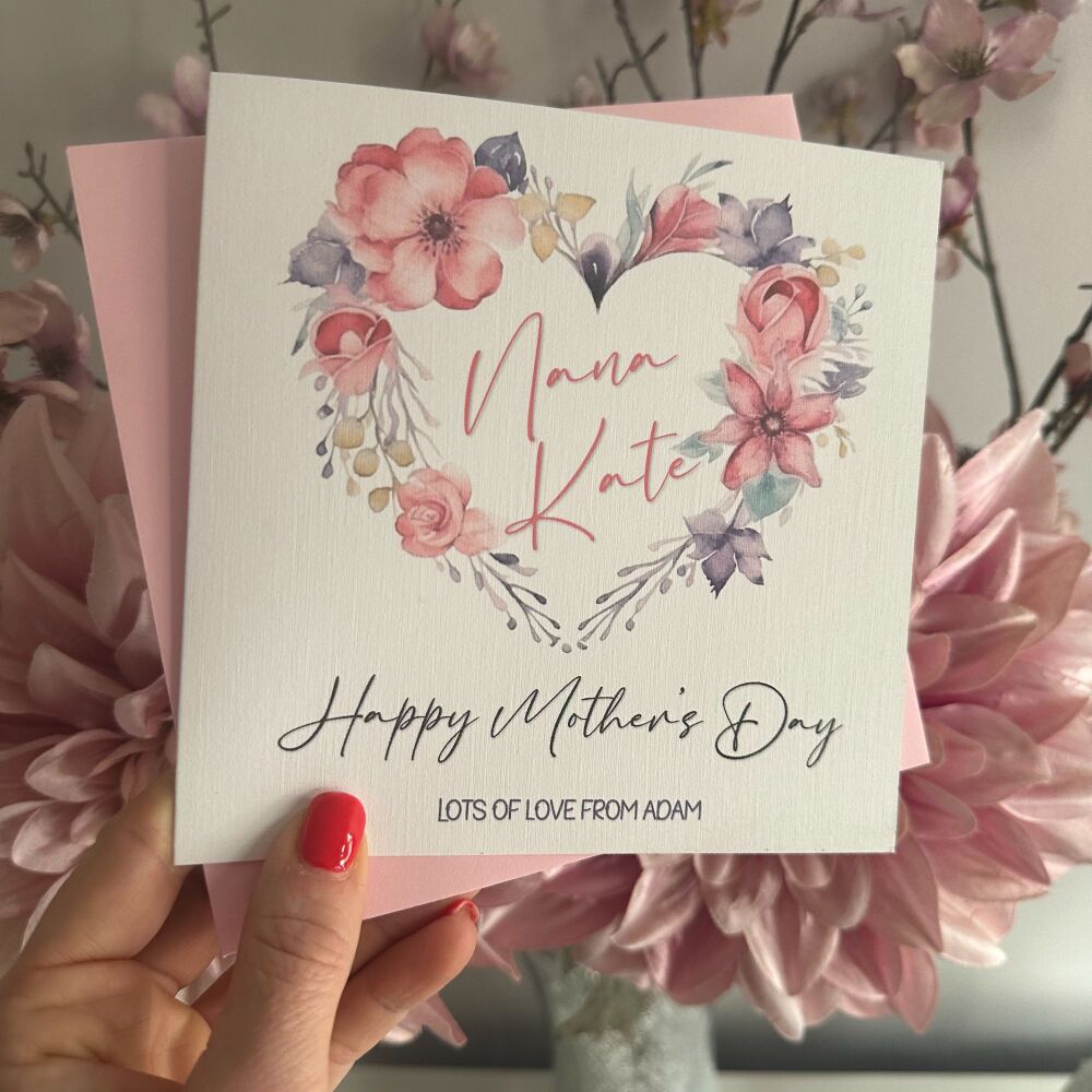 Mothers Day Card - floral heart