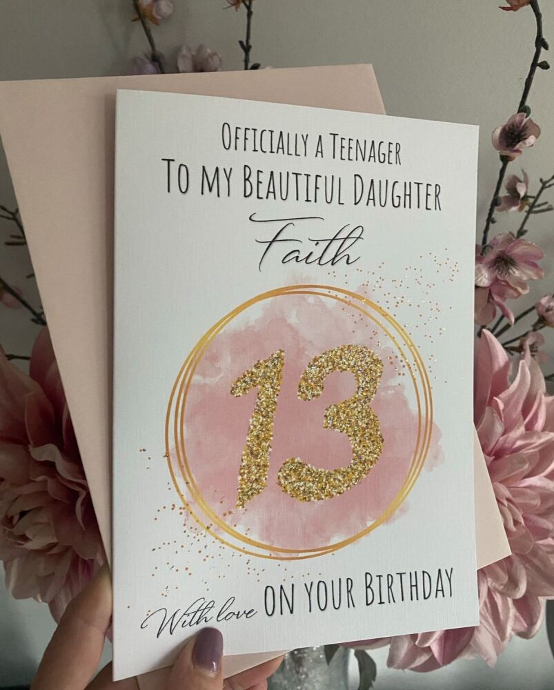 Chic Boutique - Glitter Birthday Card Officially a teenager