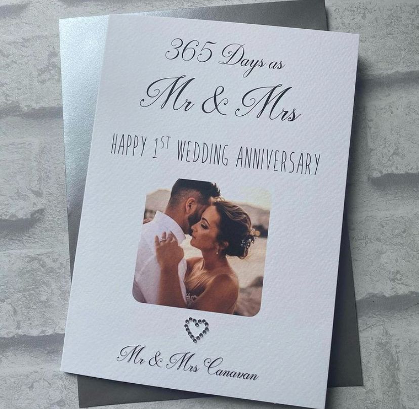 1st Wedding Anniversary Congratulations Card Large with photo