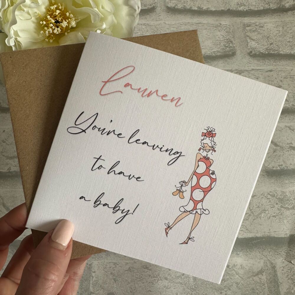 You're leaving to have a baby personalised card