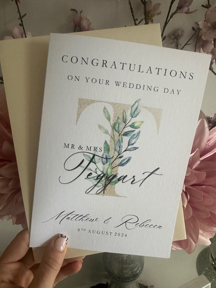 Wedding Day Congratulations Card Large -  monogram