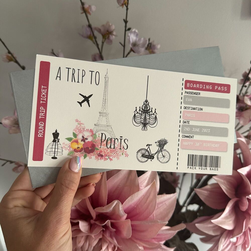 Paris Boarding Pass  - Pink